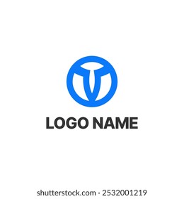 Abstract logos collection with letter T. Geometric abstract logos. rounded circle Icon design