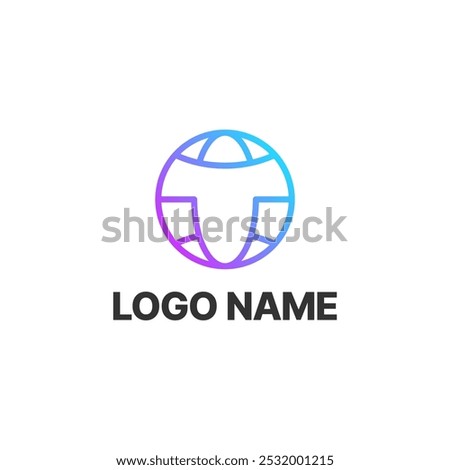 Abstract logos collection with letter T. Geometric abstract logos. rounded circle Icon design