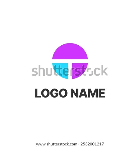 Abstract logos collection with letter T. Geometric abstract logos. rounded circle Icon design