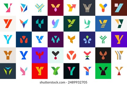 Abstract logos collection with letter Y. Geometric abstract logos. Icon design