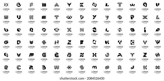 Resumen de colección de logotipos con letras. Logotipos abstractos geométricos. Diseño de iconos 