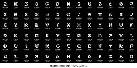 Resumen de colección de logotipos con letras. Logotipos abstractos geométricos. Diseño de iconos 