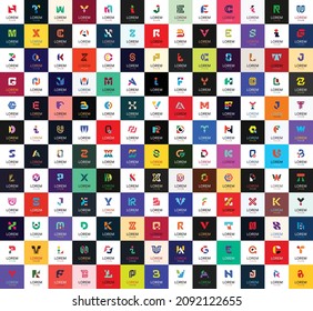 Abstract logos collection with letters. Geometric abstract logos. Icon design 