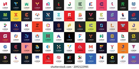 Abstract logos collection with letters. Geometric abstract logos. Icon design 