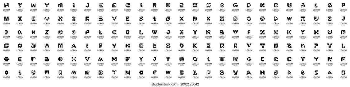 Resumen de colección de logotipos con letras. Logotipos abstractos geométricos. Diseño de iconos 
