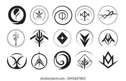 Abstract logos collection with letters. Geometric abstract logos. Icon design