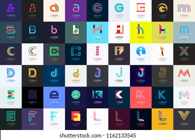 Abstract logos collection with letters. Geometrical abstract logos