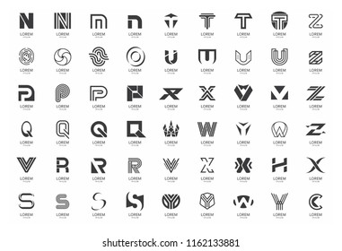 Abstract logos collection with letters. Isolated on White background