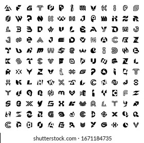 Abstract logos collection with letters. Isolated on White background