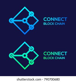 Abstract Logos Colorful Dots logo with Modern line Cross Square shape, Connect Technology and Digital, Blockchain, Bitcoin Cryptocurrency data concept for your Corporate identity
