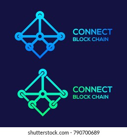 Abstract Logos Colorful Dots logo with Modern line Cross Square shape, Connect Technology and Digital, Blockchain, Bitcoin Cryptocurrency data concept for your Corporate identity