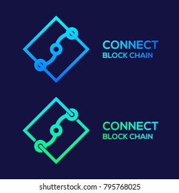 Abstract Logos Colorful Dots logo with Modern line Cross Square shape, Connect Technology and Digital, Blockchain, Bitcoin Cryptocurrency data concept for your Corporate identity