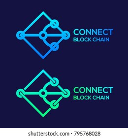 Abstract Logos Colorful Dots logo with Modern line Cross Square shape, Connect Technology and Digital, Blockchain, Bitcoin Cryptocurrency data concept for your Corporate identity