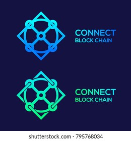 Abstract Logos Colorful Dots logo with Modern line Cross Square shape, Connect Technology and Digital, Blockchain, Bitcoin Cryptocurrency data concept for your Corporate identity