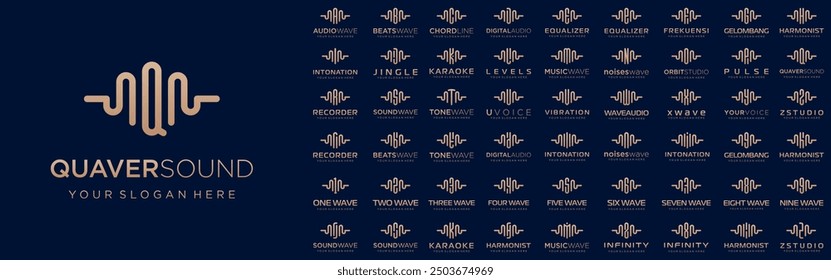 abstract logos combined audio element with letters from A to Z and numbers from 1 to 9. vector illustration