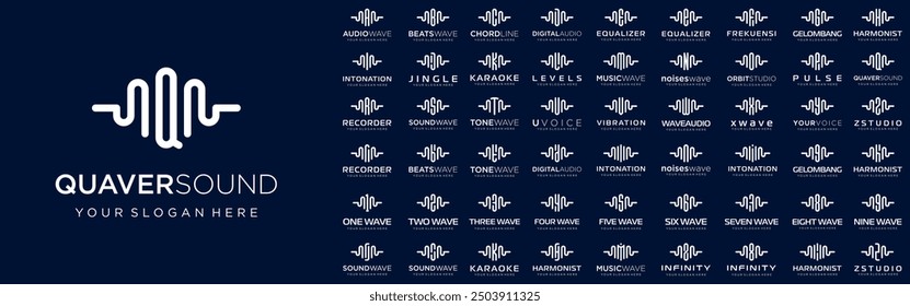 abstract logos combined audio element with letters from A to Z and numbers from 1 to 9. vector illustration