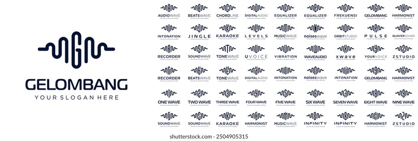 abstract logos combined audio element with letters from A to Z and numbers from 1 to 9. vector illustration