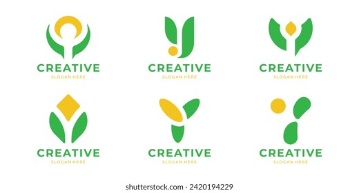 Resumen de la carta de logotipos Y mega colección. Inspiración de logos geométricos abstractos.