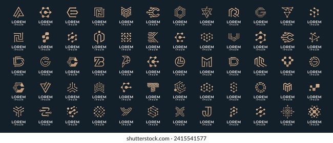 Abstract logos mega collection. Abstract design concept for branding with golden gradient. logo design for business, technology, internet companies, etc