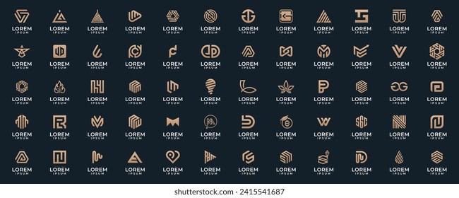Abstract logos mega collection. Abstract design concept for branding with golden gradient. logo design for business, technology, internet companies, etc