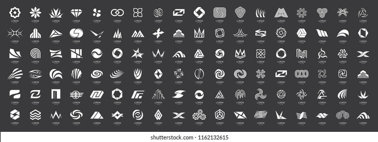 Abstract logos mega collection. Isolated on Black background