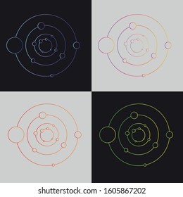 Abstract logos of space and planets. Astronomy and astrology abstract logo. Connection and internet vector icon. Symbol of communication, internet, future, astronomy and astrology.