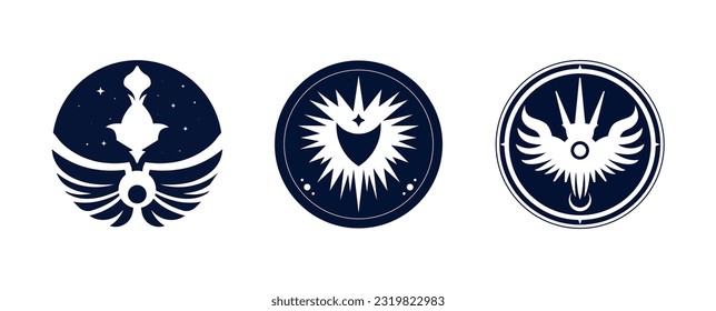 vector de logos abstractos, alas de fantasía.