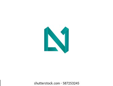 Abstract logotype. Design concept of green capital letter type