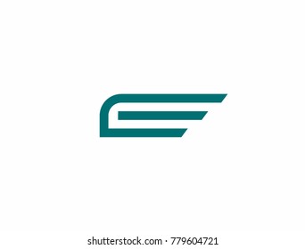 Abstract logotype E Alphabet Symbol in line style