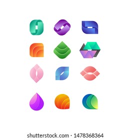 Abstract logotype icon set in colorful vector