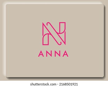 Letra abstracta del logotipo ANNA lineal. ilustración vectorial de diseño de logotipo