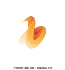 Abstract Logotype Letter B Icon with Modern Gradient Coloring Style