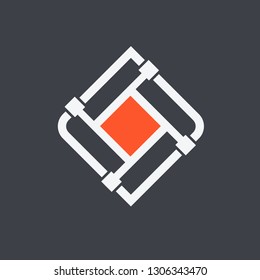 abstract logotype, modern design with 2 basic colors, technology and internet symbols, logo vector template illustration, web logo, brand logo, logo design for industry and business