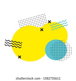 Abstract logotype. Abstract modern print for t-shirt, card, banner. Vector circle, cloud, dots, lines, cross. 