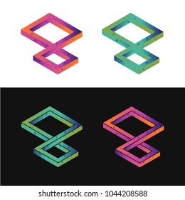 Abstract logotype set, two version, vector illustration isolated on black and white background
