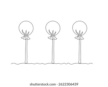 abstract lollipop candy, continuous single one line art hand drawing sketch logo