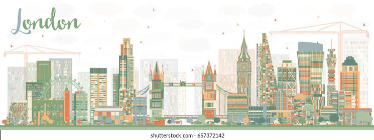 Abstract London Skyline with Color Buildings. Vector Illustration.