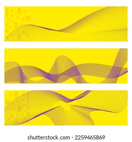 Abstract long banner in bright yellow colors. Vector illustration, template, background.