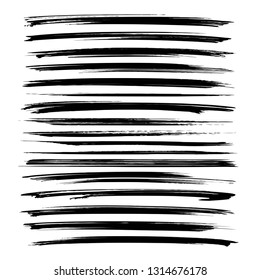 Abstract long black strokes isolated on white background