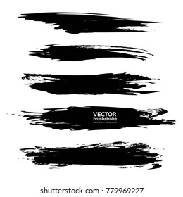 Abstract long brush strokes hand-drawn isolated on a white background