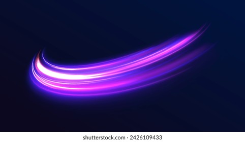 Abstract long exposure dynamic speed light trails background. Electric car and city concept Hitech communication concept innovation background, vector design.	