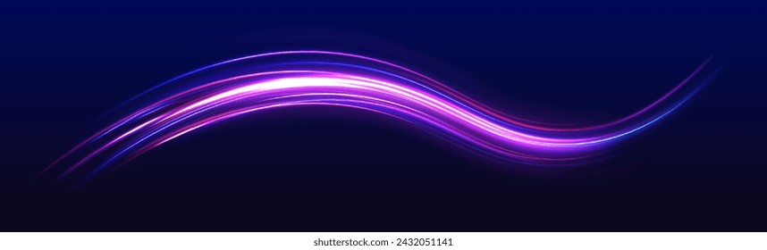 Abstract long exposure dynamic speed light trails background. Electric car and city concept Hitech communication concept innovation background, vector design.	