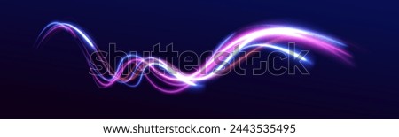 Abstract long exposure dynamic speed light trails background. Car road silhouette with light and motion effect. Sport car is made of polygons, lines and connected dots.	