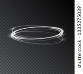 Abstract  long exposure glowing rings. A bright trace from the blazing rays of swirling in a fast motion. Slow shutter speed effect. Transparent light vector illustration