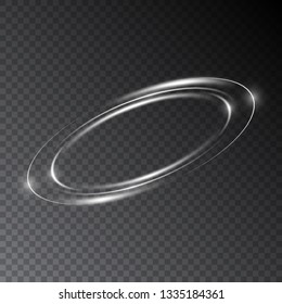 Abstract long exposure glowing rings. Bright traces of luminous particles swirling in fast motion. Slow shutter speed effect. Transparent light vector illustration