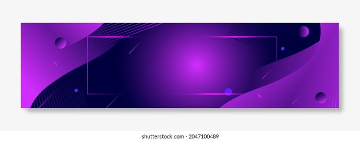 Abstract long gradient purple banner design template with copy space. Vector