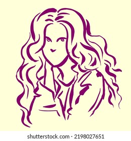 Abstract long hair woman vector for card, illustration, decoration