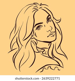 Abstract of long hair woman vector for illustration, card, decoration
