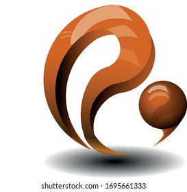 Abstract loop comes out of the ball, red-brown color volumetric pattern vector graphics