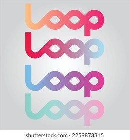 abstract loop logo in 4 colors with gradient